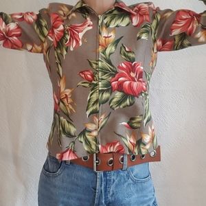 Vintage Hawaiian cropped Floral jacket vac…